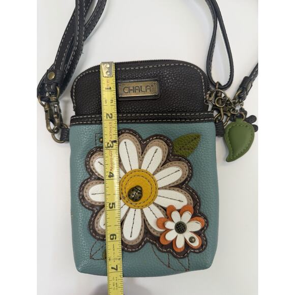 Chala crossbody purse ! FLOWER! Cell Phone Holder! Blue/Turquoise - Picture 9 of 10